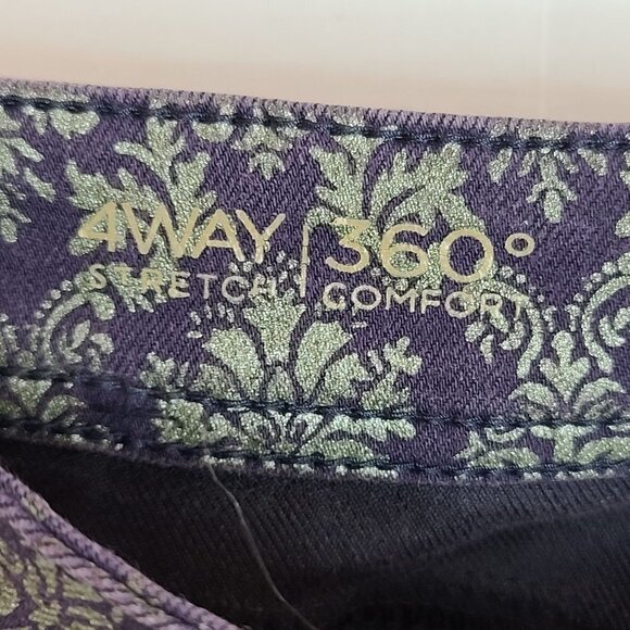 DL1961 Emma Legging Skinny Jeans Ornate Demask Purple Gold Size 25 - Picture 12 of 16